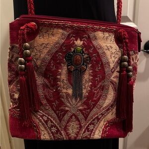 Vintage Original Sharif Tapestry Bag- in Burgundy